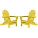 DuroGreen Folding Adirondack Chairs Made With All-Weather Tangentwood Set of 2 Oversized High End Patio Furniture for Porch Lawn Deck or Fire Pit No Maintenance USA Made Lemon Yellow