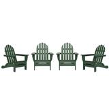 DuroGreen Folding Adirondack Chairs Made With All-Weather Tangentwood Set of 4 Oversized High End Patio Furniture for Porch Lawn Deck or Fire Pit No Maintenance USA Made Forest Green