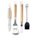 Outset Stainless Steel Grill Tool Set Verde Collection Spatula Tongs Grill Fork and Sauce Brush