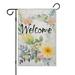 Hello Spring Garden Flag 12Ã—18 in Welcome Spring Colorful Sunflowers Wreath Garden Flag Small Linen Double Sided Outdoor Flags for Seasonal Festive Decors for Indoor Outdoor Lawn