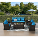 Grezone Outdoor Garden 6-Piece Rattan Wicker Sectional Set (Blue)