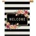 HGUAN House Flag Large Double Sided Welcome Flower Welcome Friends Farmhouse Decor Yard Decor Outdoor Decor Black and White Stripes Garden Flag 28 X 40 Inch