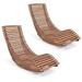 Gymax Set of 2 Acacia Wood Patio Chaise Lounge Chair Outdoor Rocking Chair w/ Slatted Design