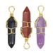 3Pcs Pendant Hexagonal Wire Wrapped Pendant Gemstone Pendant for Necklace Jewelry Making ( Mixed Color )