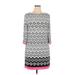 Eliza J Casual Dress - Shift High Neck 3/4 sleeves: Gray Dresses - Women's Size 14