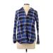 Old Navy Long Sleeve Button Down Shirt: Blue Plaid Tops - Women's Size Large