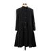 Zara Casual Dress - Shirtdress High Neck 3/4 sleeves: Black Solid Dresses - Women's Size X-Small