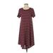 Lularoe Casual Dress - Midi: Burgundy Stripes Dresses - Women's Size Small