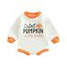 Xingqing Newborn Baby Girls Boy Jumpsuit Halloween Pumpkin Round Neck Long Sleeves Romper for Toddler Infant 6-12 Months