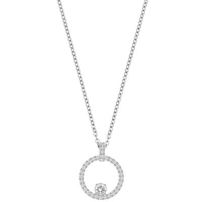 Kette mit Anhänger SWAROVSKI "CREATIVITY CIRCLE", silber (silberfarben), Halsketten, Damen, Metall, L: 43cm, mit Swarovski Kristall Image