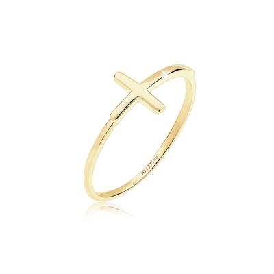 Fingerring ELLI PREMIUM "Ring Kreuz 375 Gelbgold" Gr. 52, gold, Fingerringe, Damen, 52mm, ohne Stein, Gelbgold 375, 1mm Image