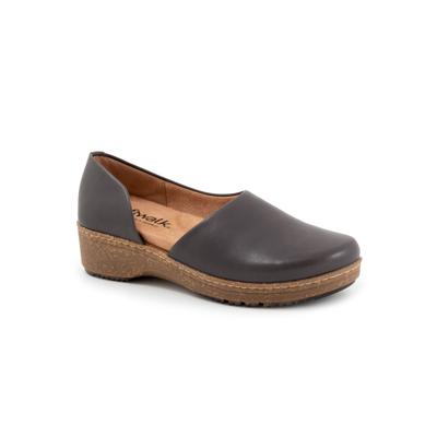 Wide Width Women's Addie Casual Flat by SoftWalk in Dark Grey (Size 10 W)