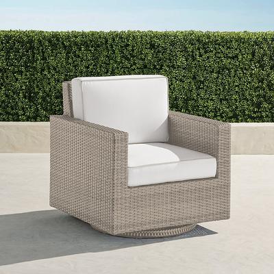 Small Palermo Swivel Lounge Chair with Cushions in Dove Wicker - Sunbrella Rain, Rain Seaglass - Frontgate