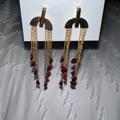 Nine West Jewelry | Gold & Siam Fringe Dangle Earrings Nwt | Color: Gold/Red | Size: Os