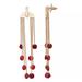 Nine West Jewelry | Gold & Siam Fringe Dangle Earrings Nwt | Color: Gold/Red | Size: Os