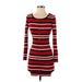 Say What? Casual Dress - Sweater Dress: Burgundy Stripes Dresses - Women's Size Small