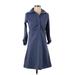 Tehama Casual Dress - Shirtdress Collared 3/4 sleeves: Blue Solid Dresses - Women's Size X-Small