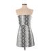 Topshop Cocktail Dress - A-Line Open Neckline Sleeveless: Silver Snake Print Dresses - Women's Size 4