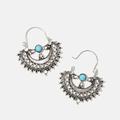 Free People Jewelry | Free People Turquoise Pewter Drop Earrings | Color: Blue/Silver | Size: Os