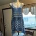 Free People Dresses | Like New Free People Blue Tank Dress Off White Lace Polka Dot Flowy | Color: Blue/Cream | Size: S