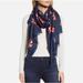 Tory Burch Accessories | Nwt Tory Burch Flying Logo Oblong Scarf In Navy. | Color: Blue | Size: Os