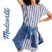 Madewell Dresses | Madewell Blue White Tunic Button Dress Small Lagenlook Great Used Condition | Color: Blue/White | Size: S