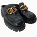 Free People Shoes | Free People Lyra Link Chain Black Chunky Platform Slip-On Loafer Clog Mule Sz 6 | Color: Black | Size: 6