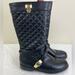 Michael Kors Shoes | Michael Kors Emma Leena Vegan Leather Quilted Boots Girls Size 4 | Color: Black | Size: 4g