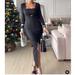 Zara Dresses | Nwt Zara Metallic Thread Stretch Knit Dress S | Color: Black | Size: S