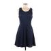 Sequin Hearts Casual Dress - A-Line: Blue Argyle Dresses - Women's Size Large