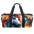 DragonBtu Duffle Bag Travel Laundry Bags - Unisex Weekender Bag with Multiple Compartments and Waterproof Pocket -Rainbow Unicorns