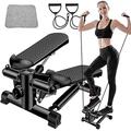 Exercise Stepper, Mini Stepper Premium Treads, Multifunction Computer with LCD Display, incl. Power Ropes, Hydraulic Shock Absorbing System, Maximum Load Capacity: 150 KG fitness s