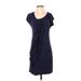 Envi Scoop Neck Short sleeves: Casual Dress - Shift Scoop Neck Short sleeves: Blue Solid Dresses - Women's Size Small