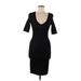 French Connection Casual Dress - Bodycon Plunge Short sleeves: Black Solid Dresses - Women's Size 6