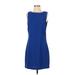 Highline Collective Casual Dress - Shift Crew Neck Sleeveless: Blue Print Dresses - Women's Size Small