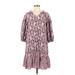 Knox Rose Casual Dress - Shift V Neck 3/4 sleeves: Pink Dresses - Women's Size X-Small