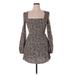 Flynn Skye Casual Dress: Gray Leopard Print Dresses - Women's Size X-Large