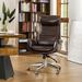 Brayden Studio® Corjan Mid-Century Modern Gas Lift Swivel Executive Chair or Office Chair w/ Headrest Upholstered in Gray/Brown | Wayfair