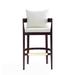 Wrought Studio™ Lorello Bar & Counter Stool Wood/Upholstered/Leather/Genuine Leather in White/Brown | 3,Bar Stool (30.5" Seat Height) | Wayfair