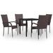 Latitude Run® Winston Porter 3 Piece Patio Dining Set Gray & Black Glass/Wicker/Rattan in Brown | 31.5" x 31.5" x 29.1" | Wayfair