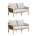 Rosecliff Heights Callison 29" Wide Outdoor Loveseat w/ Cushions (2-Piece Set) /Natural Hards in Brown/Gray/White | 33 H x 29 W x 29 D in | Wayfair