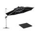 Purple Leaf 132" Solar Powered LED Cantilever Umbrella w/ Steel Plate Base in Black | 108 H x 132 W x 132 D in | Wayfair WFLRRDT11-BK-TB