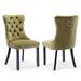 Rosdorf Park Dining Chair Set 2 Tufted Dining Room Chair w/ Solid Plated Leg Upholstered/Velvet/Metal in Green/Black | Wayfair