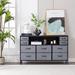 17 Stories Xayne 38" Wide Wooden Accent Cabinet w/ Wood Top & 10 Fabric Drawers Wood/Metal in Brown/Gray | 29.13 H x 48.82 W x 11.61 D in | Wayfair
