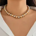 ChimCharms-Collier ras du cou court avec grosse boule de perles pour femme collier de grandes