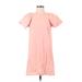 Madewell Casual Dress - Mini Crew Neck Short sleeves: Pink Solid Dresses - Women's Size 2X-Small