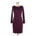 Alice + Olivia Cocktail Dress - Sheath Scoop Neck 3/4 sleeves: Purple Solid Dresses - Women's Size 6