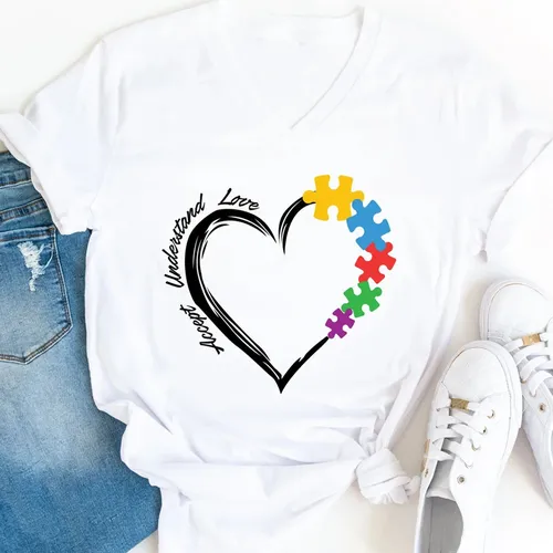 Autismus Shirt akzeptieren verstehen Liebe Autismus Bewusstsein T-Shirt Puzzle Teil Autismus Lehrer Grafik Top T-Shirts