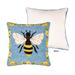 Indoor/Outdoor Bee Hooked Polypropylene Throw Pillow 18"x18"