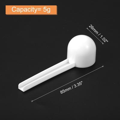 10Pcs Plastic Measuring Spoons Powder Scoops Spoon Round Bottom, 5g White